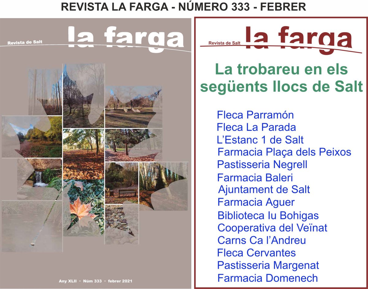 Revista_de_Salt's tweet photo. Falten pocs dies per poder trobar la REVISTA LA FARGA en els llocs habituals. https://t.co/GReab5aOyR