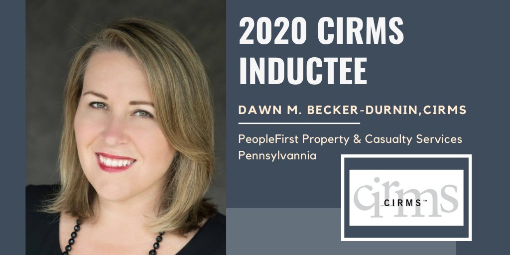 CAIadvocacy's tweet photo. Congratulations to our 2020 Community Insurance and Risk Management Specialist Inductee Dawn M. Becker-Durnin!
#CIRMS @DawnMBecker @PeopleFirstPC https://t.co/mFhlpmUMkf