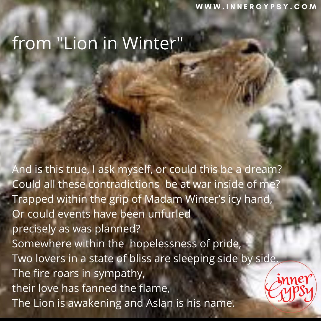 innergypsy's tweet image. For anyone who is charmed and inspired by the Chronicles of Narnia, we share some lyrics from our song “Lion In Winter”.  Tag a friend! 🦁 ❄️ #narnia #winter #livinginadream #inthegripofmadamwinter #chroniclesofnarnia