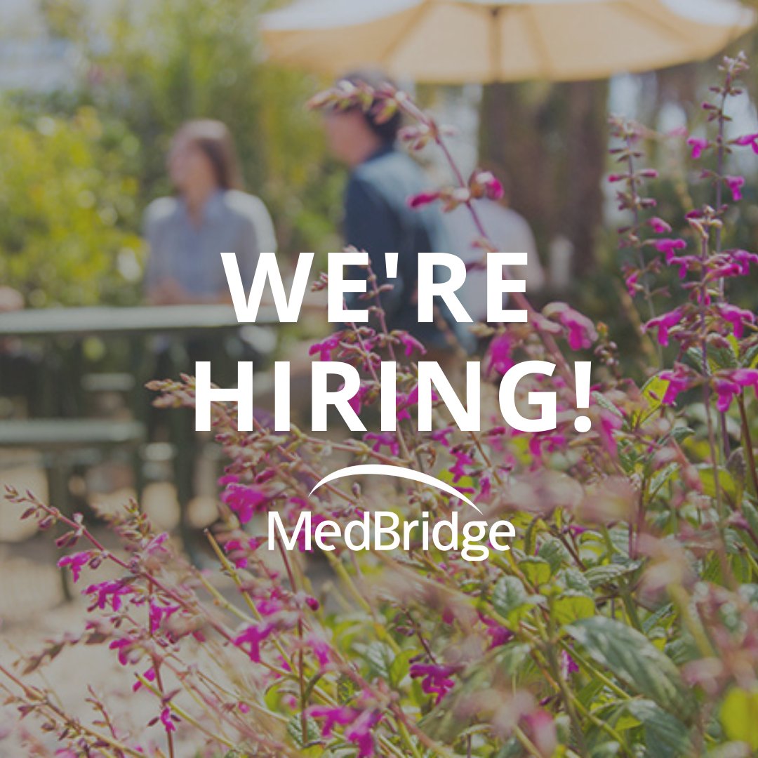 MedBridgeSB's tweet photo. Looking for a new  #job with a vibrant culture and excellent benefits (including 5 weeks of PTO and highly competitive health insurance)? MedBridge is #hiring for positions in multiple departments!  Apply online for the opportunity to work with us. https://t.co/p5K462ojpo https://t.co/1fHQiNJYk7