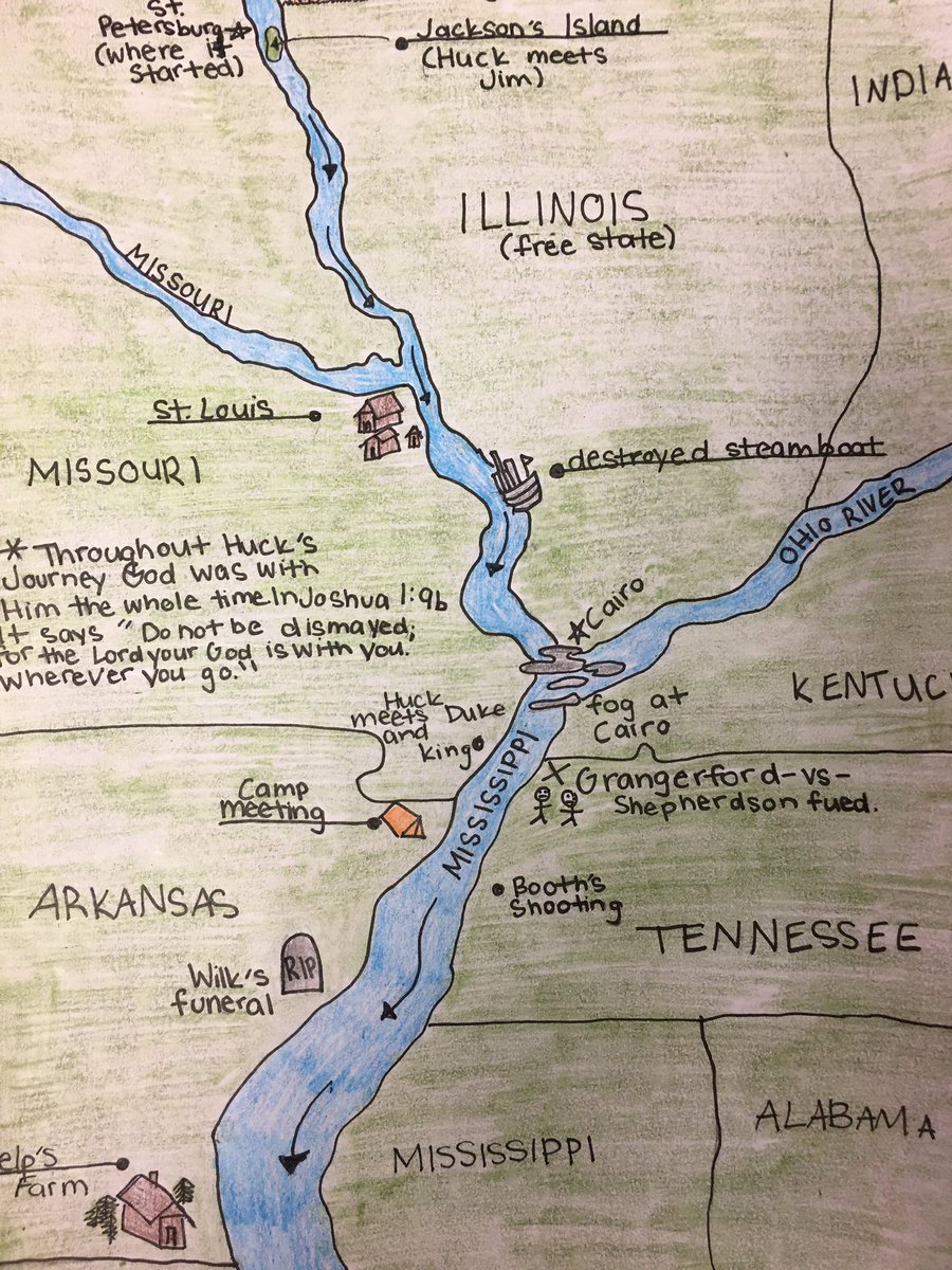 HeritageNL's tweet image. As 7th grade finished their literature unit on Huck Finn, they were required to create a game, poster, or scale model of some aspect of the book. Their creativity is now on display for the rest of our students to see and discuss. #HCSTransform