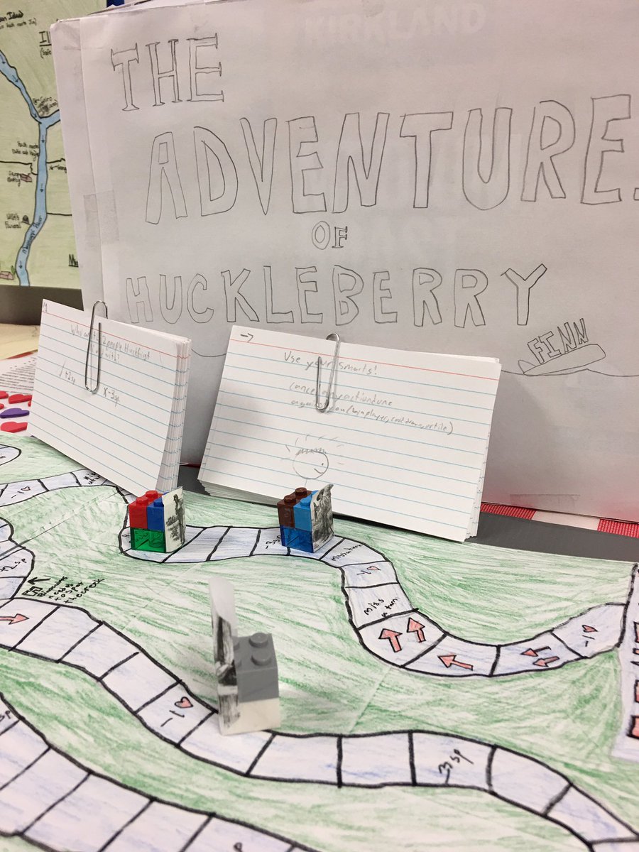 HeritageNL's tweet image. As 7th grade finished their literature unit on Huck Finn, they were required to create a game, poster, or scale model of some aspect of the book. Their creativity is now on display for the rest of our students to see and discuss. #HCSTransform