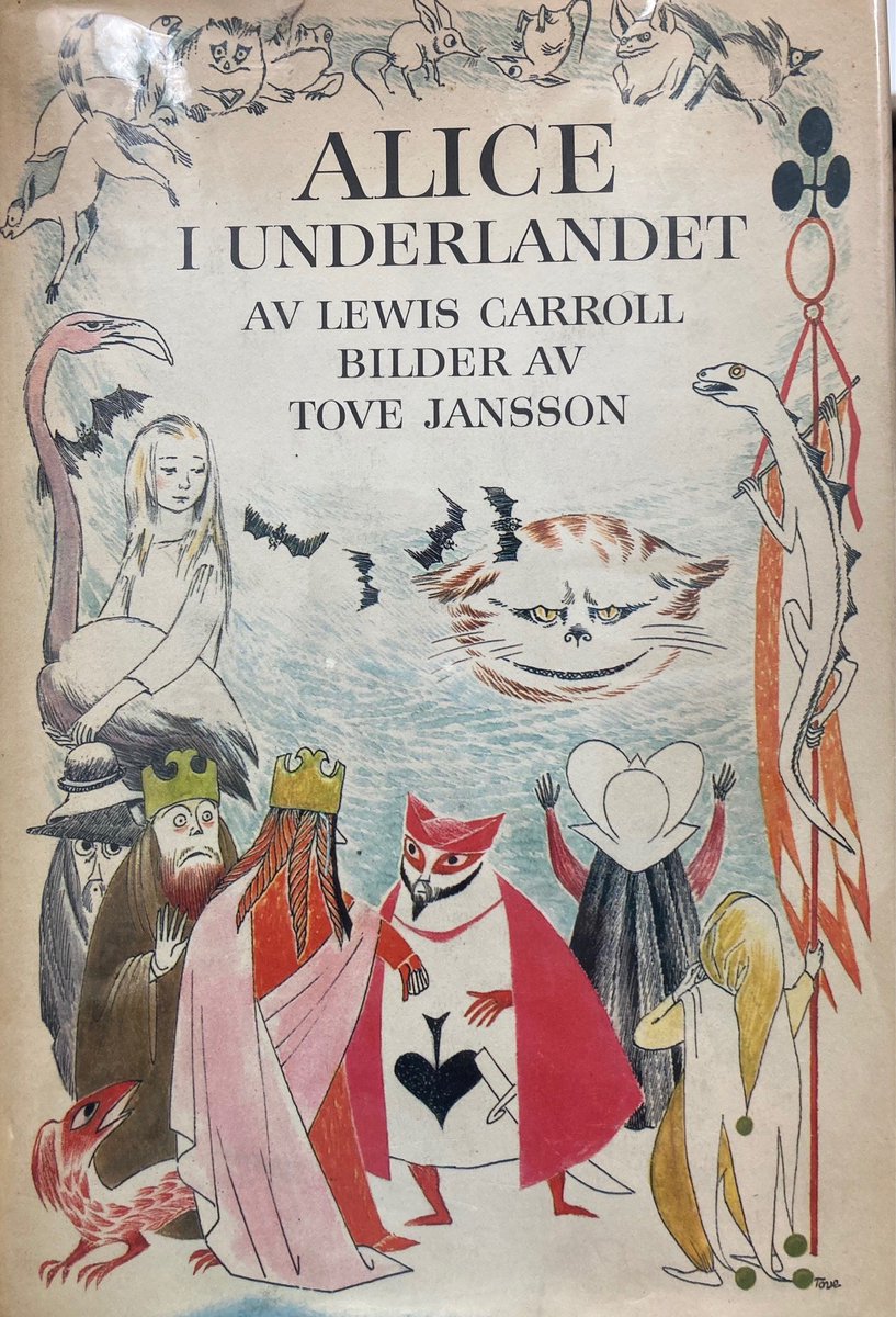 UChicagoSCRC's tweet photo. How about a little Tove Jansson-illustrated Alice to brighten our Thursday? This Swedish translation, by Ake Runnquist, was published in Stockholm in 1966. Marvelous color and b&amp;w illustrations throughout. #AliceInWonderland #newacquisition https://t.co/RrjTdWXYx9