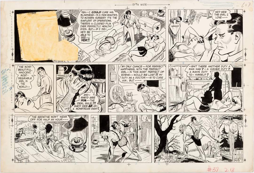 AndrewPepoy's tweet photo. I haven't posted any art from the collection in a while, so here's a "Long Sam" Sunday by Bob Lubbers. This, from 1955, from the 2nd year of the strip, is my earliest original by Bob. I remember looking at this one at his house and admiring it at the time. #BobLubbers #LongSam https://t.co/ON5T5mUR3o