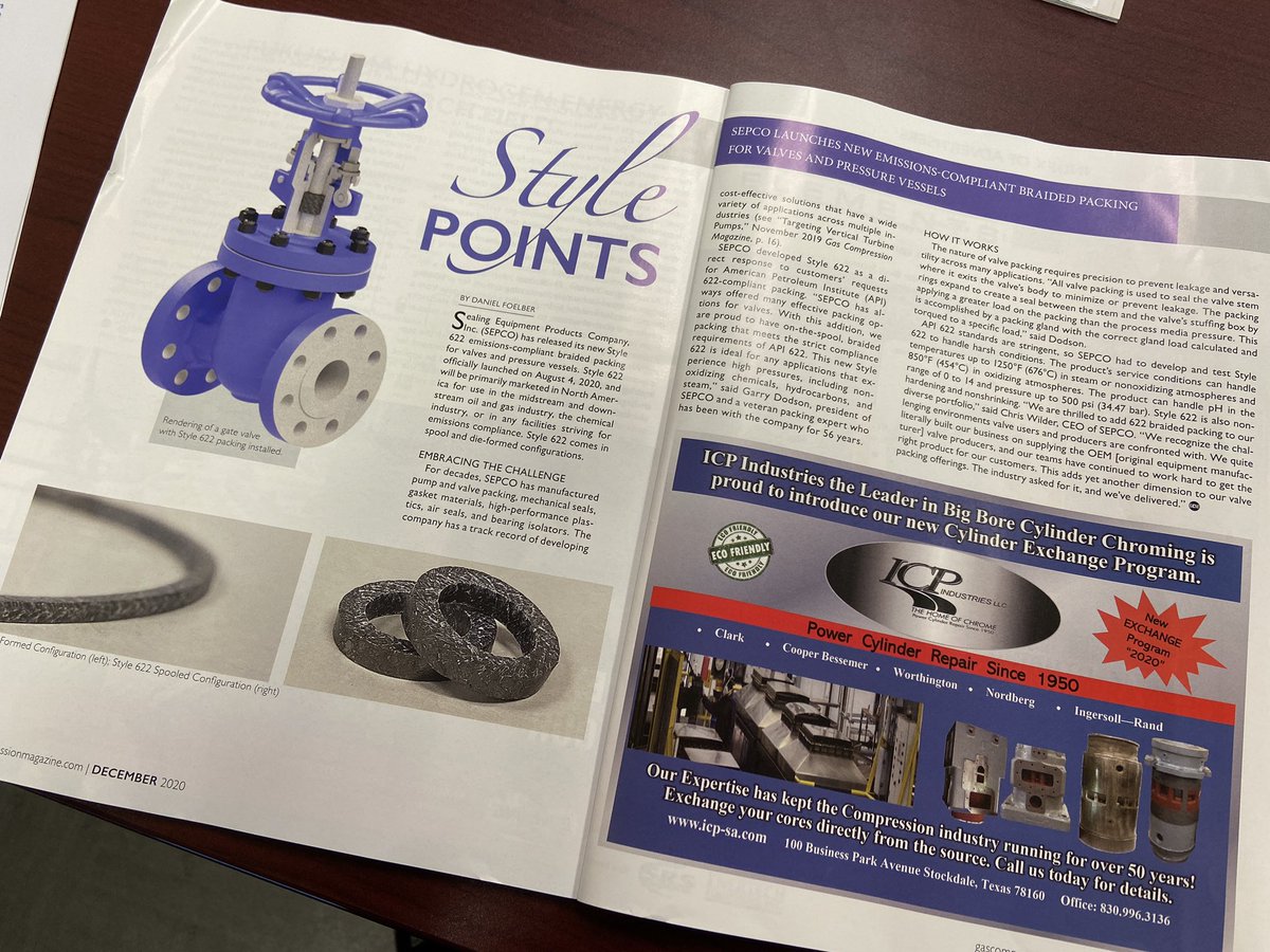 LoriDitoro's tweet photo. Look at this beautiful spread in @GasCompressionM! The whole @SEPCO team thanks you! @wildcpalm #API622 #FugitiveEmissions #FE https://t.co/s6aEb1gnCg