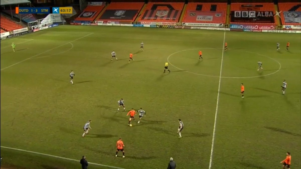 However when Utd did have the ball in wide areas, St Mirren were extremely effective at overloading that side to shut them out. See example: