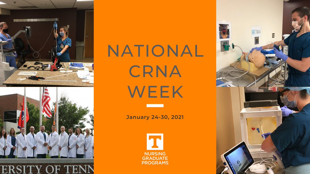 In recognition of our Nurse Anesthesia student super stars, we celebrate National CRNA Week, January 24-30, 2021! Kudos to you! #utkVOLNurse, #utkDNPNurse, #utkPhDNurse