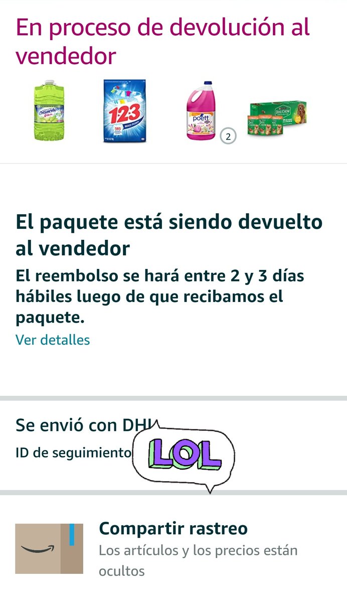 2331R's tweet photo. @AmazonHelp porque se devolvio un pedidoo aue realice sin yo autorización? No quiero devolución de dinero quiero mi paquete https://t.co/Fl8Ij640kv