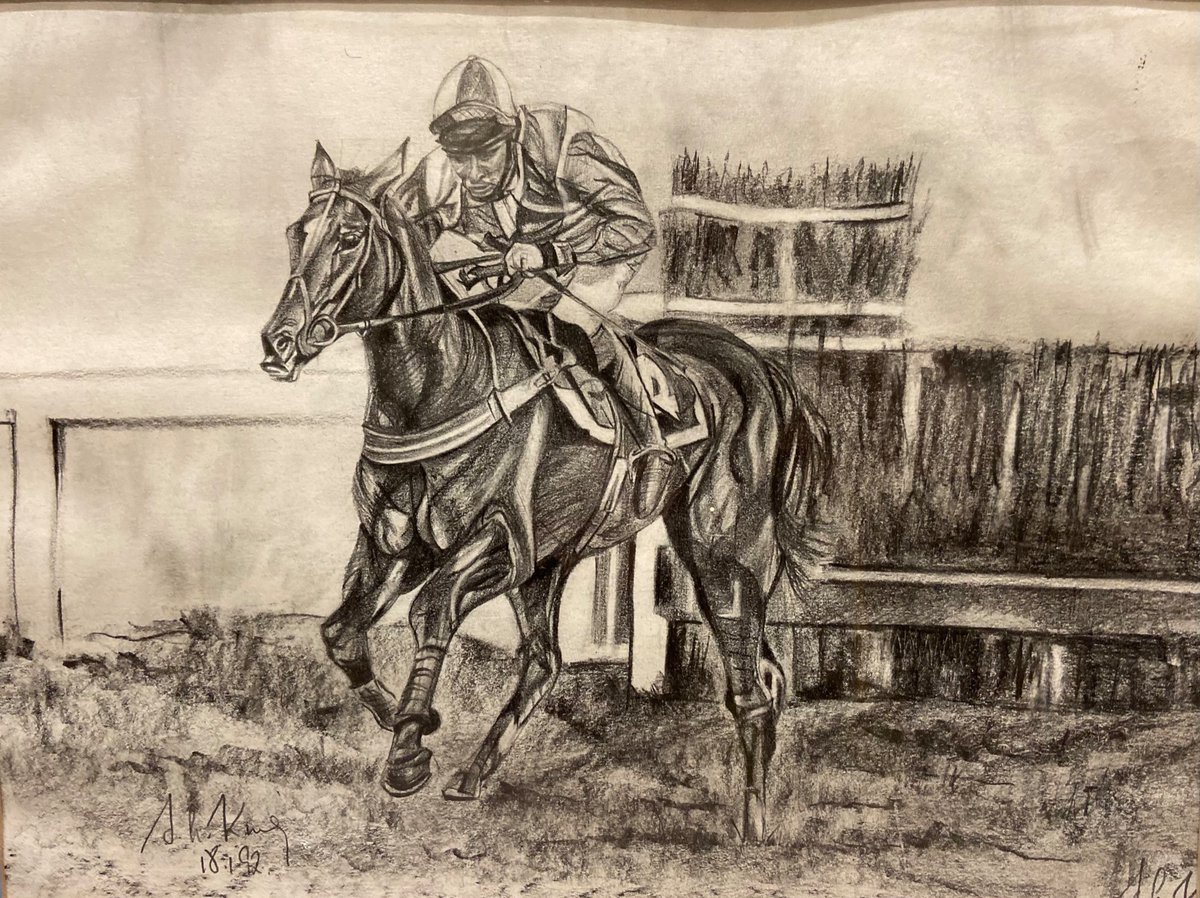Puckane's tweet image. .@petescu I’ve rediscovered this drawing that my dad did for me as a kid. He reckons it was of you riding a winner from 91/92 season but he doesn’t know which one. Just checked and it seems there’s 175 to choose from!