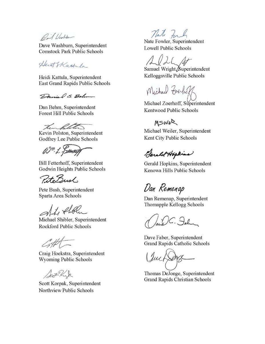 zach_harig's tweet image. Kent County superintendents have written a letter to Governor Whitmer regarding the postponement of winter sports.