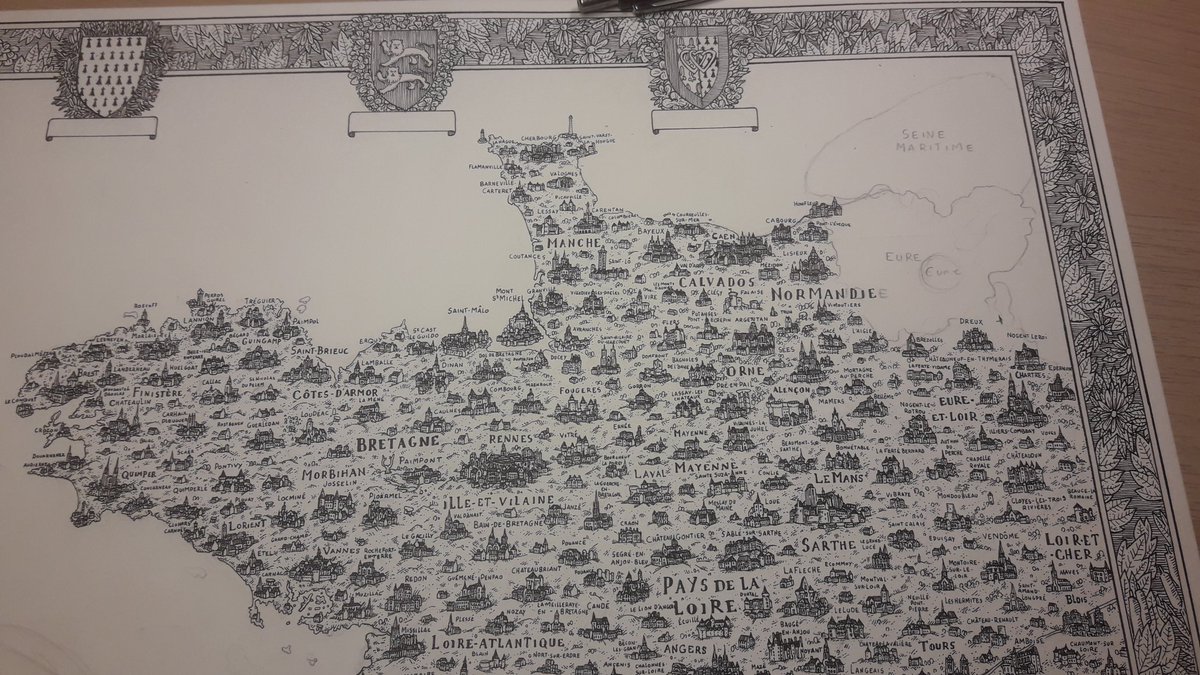 Voilà où j'en suis, vous reconnaîtrez sûrement une partie de la Normandie.
On approche de la fin...