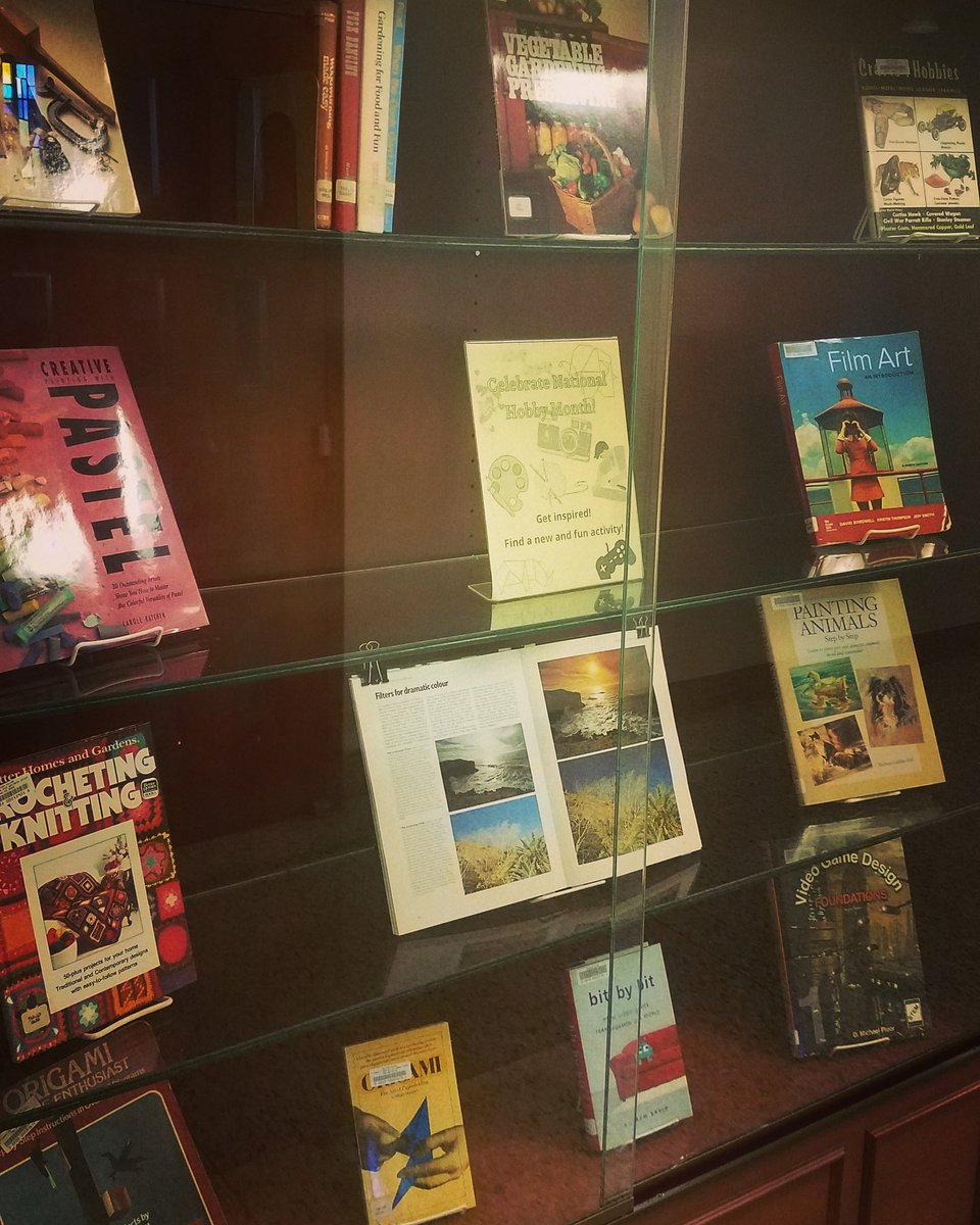 SullivanLibrary's tweet photo. Now is the perfect time to revisit something you enjoy doing during your free time or experiment with something new! January is National Hobby Month and February is National Embroidery Month so we have put together physical and virtual book displays for you to explore. https://t.co/AhRRP8h8ax