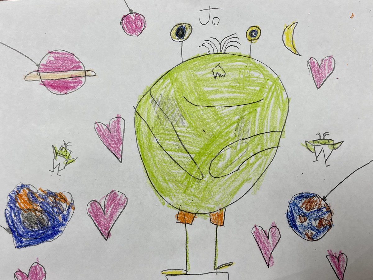 HubbertKelli's tweet photo. BIG THANK YOU to Astronaut Clayton Anderson and the CCISD librarians. We LOVED the virtual author visit this morning! Kindergarten drew some pictures to say THANK YOU ❤️ https://t.co/sIVyZq0hC6