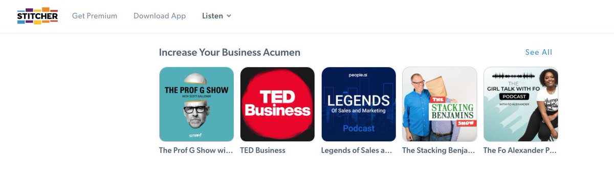 We're excited to see Legends of Sales and Marketing podcast featured on <a href="/Stitcher/">SiriusXM Podcasts</a>'s Increase Your Business Acumen playlist. Listen here: stitcher.com/discover #belegendary