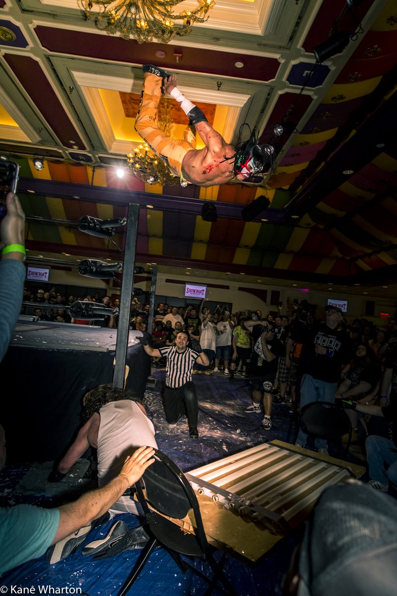 Kane_B13's tweet photo. Not a great shot but not as bad as I'd initially thought. The Great Sasuke at GCW #TOS4 back in June of 2019. https://t.co/J00Dr3TIMN