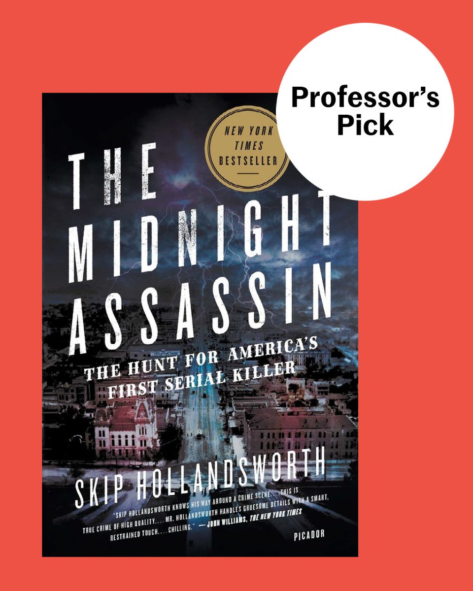 SEUScience's tweet photo. Forensic Science Adjunct Instructor Emily Bowers recommends "The Midnight Assassin" by Skip Hollandsworth. This bestseller tells the true story of a serial killer (some say America's first) who stalked the streets of Austin, TX (!!) in the 1880's. 💀📘 #seuscience #professorspick https://t.co/NQJ4WkcFrM