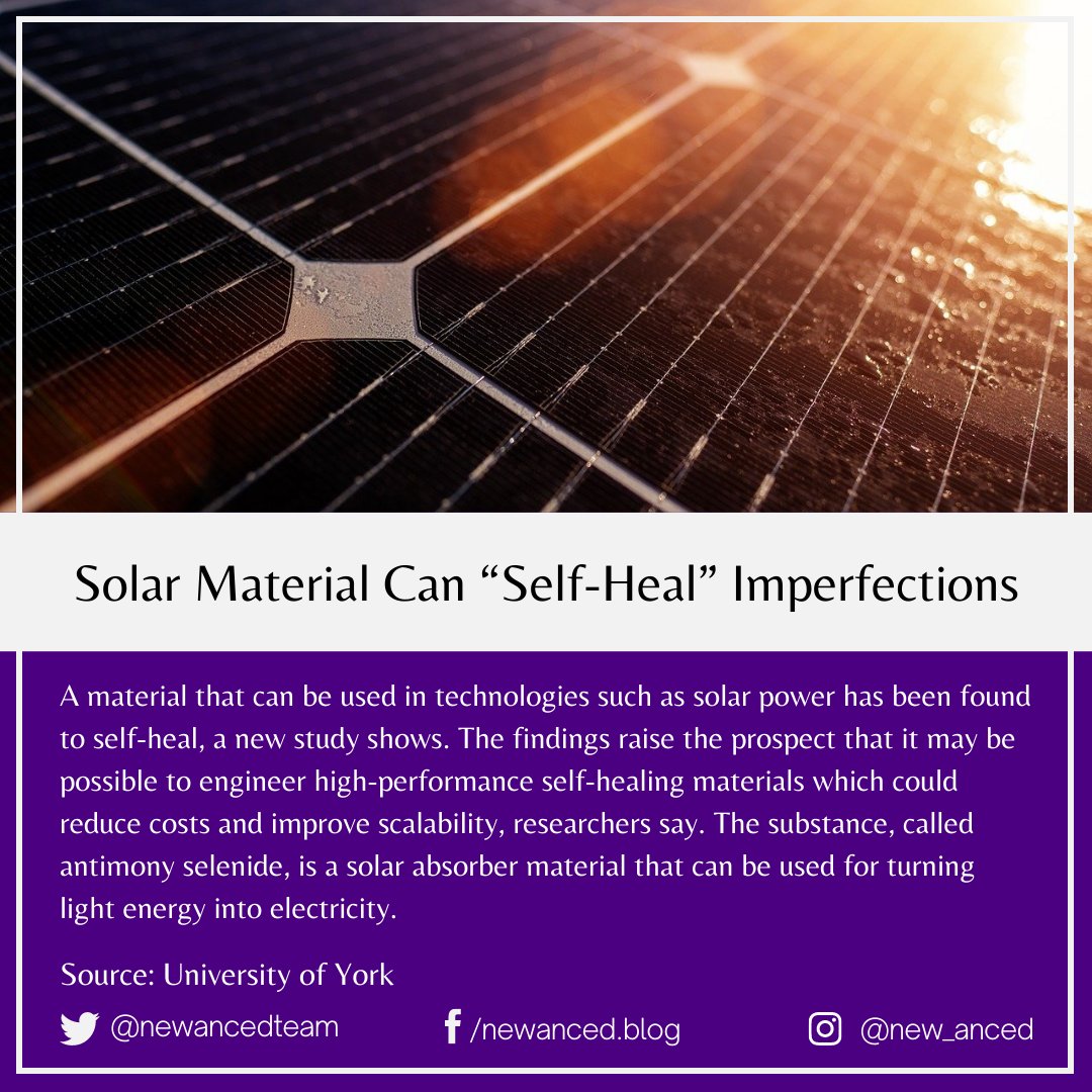 sciencenstuf's tweet photo. Solar Material Can “Self-Heal” Imperfections
Source: University of York
📷 Bruno /Germany from Pixabay
#tech #solarmaterial #selfheal #imperfection #solarpower #universityofyork
https://t.co/4ziwnctFAJ https://t.co/N7emmSAU3u