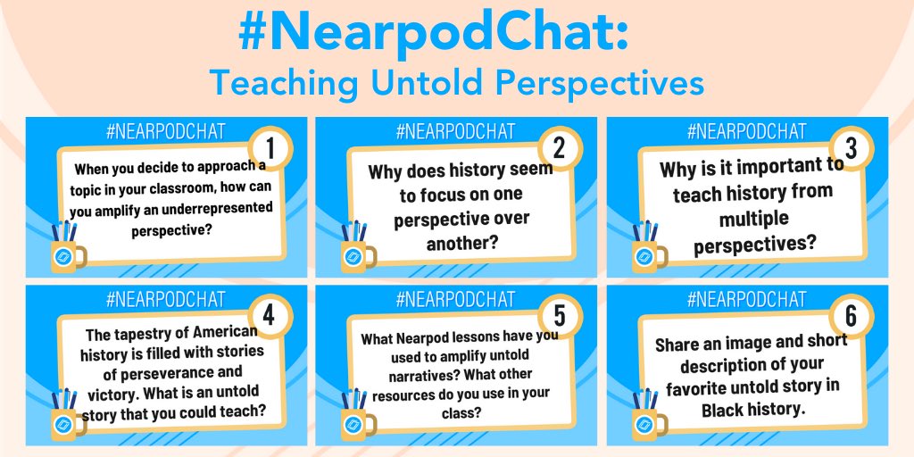 QJacksonSSRocks's tweet photo. Join us for a dive into Untold Narratives 🗓2/3 🕰 8pm‼️History is often summed up with one individual/perspective ❌let’s shake up the narrative!! Share and tag a friend @nearpod @teachinghistory @Tolerance_org @GaDOE_SS @socialstudiestx @JenkyJenks @learnwithlabby #NearpodChat https://t.co/wWBAPluAbo