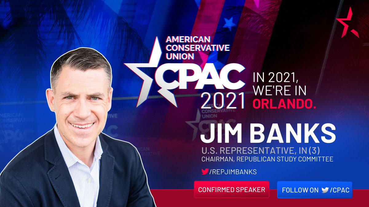 mschlapp's tweet photo. Don’t worry @RepJimBanks, there will be many more of your colleagues we call Chairman in two years. Honored to have the new chairman of the Republican Study Committee at #CPAC2021. https://t.co/3kcazdGiWE