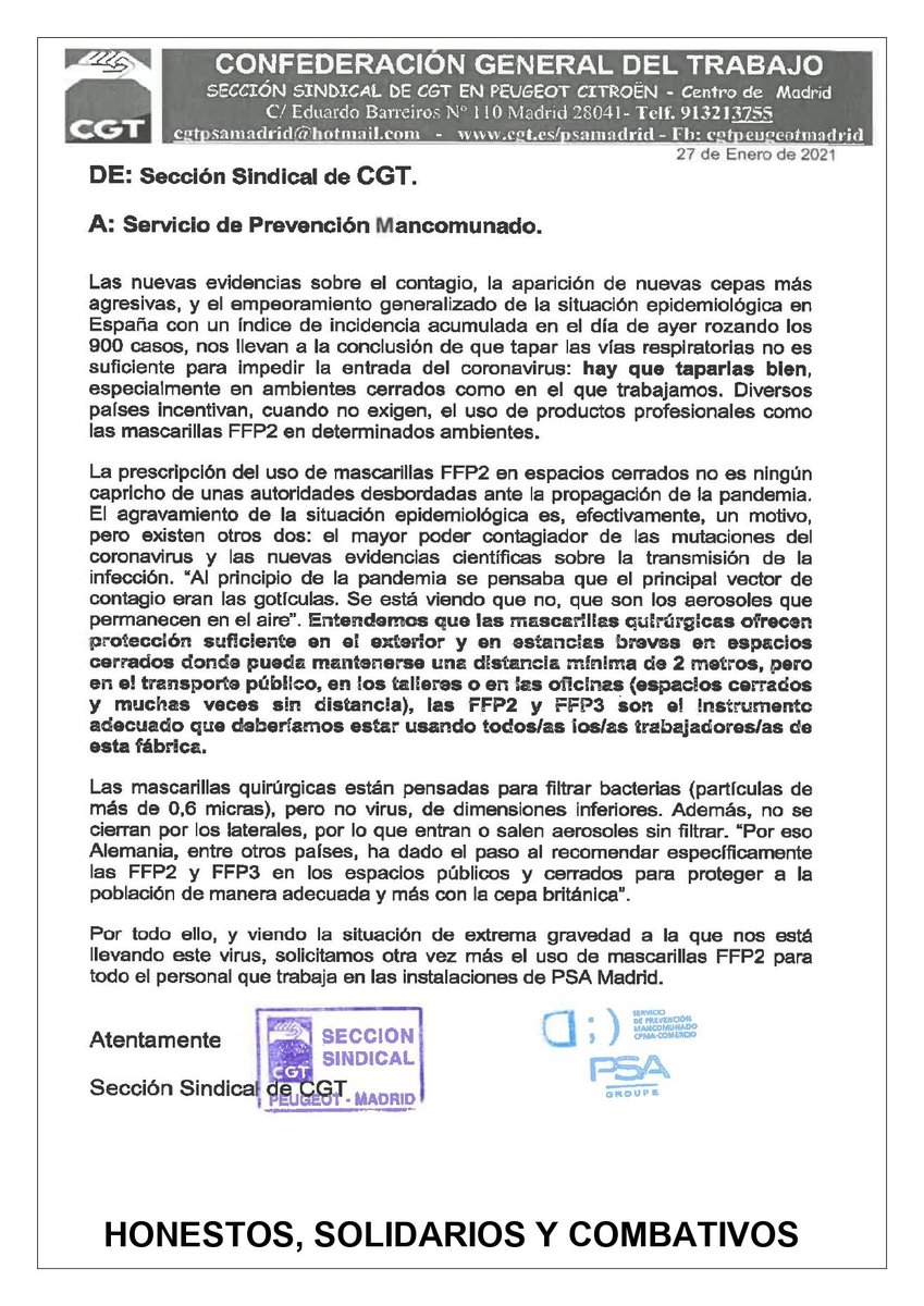 Hoja del jueves 28 de enero de 2021