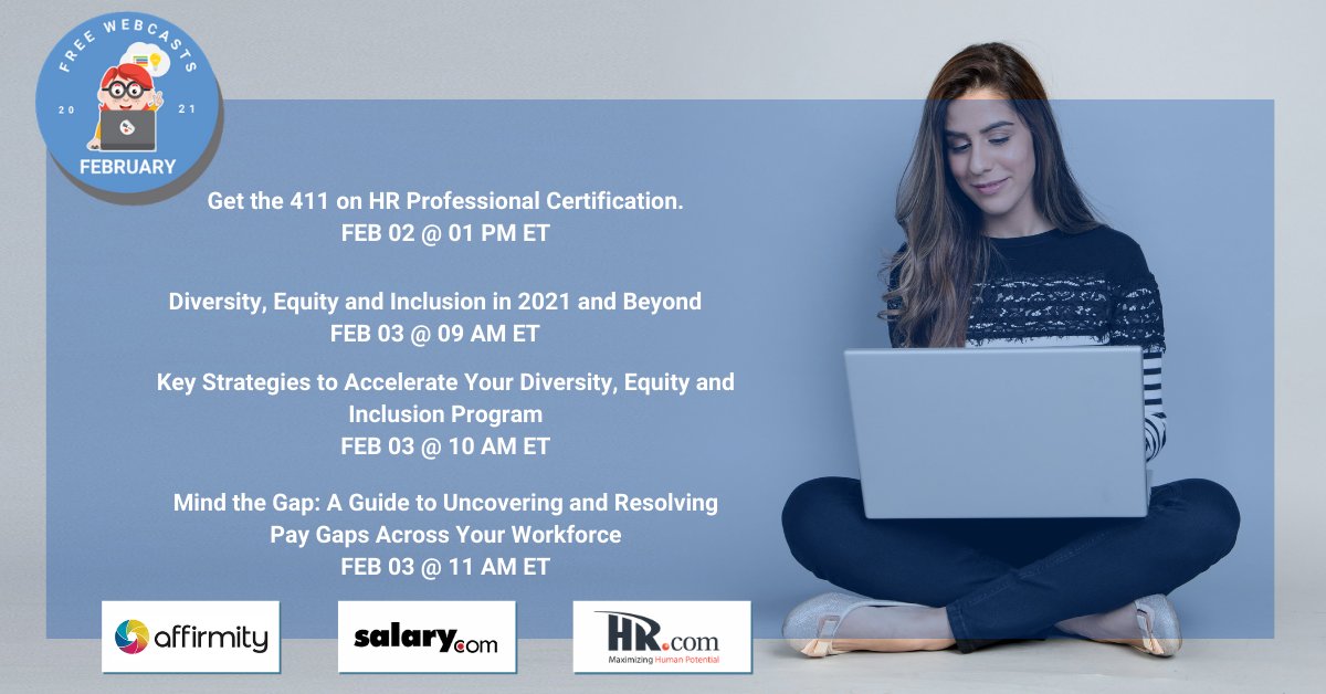 Complimentary <a href="/HRdotcom/">HR.com</a> #Webcast on February 3rd: Diversity, Equity, and Inclusion in 2021 and Beyond. Gain insights into current #DEI practices and how organizations are benefiting or failing to benefit from them. Register now! #HRdotcomVirtualEvent hrmfv.co/3bcy
