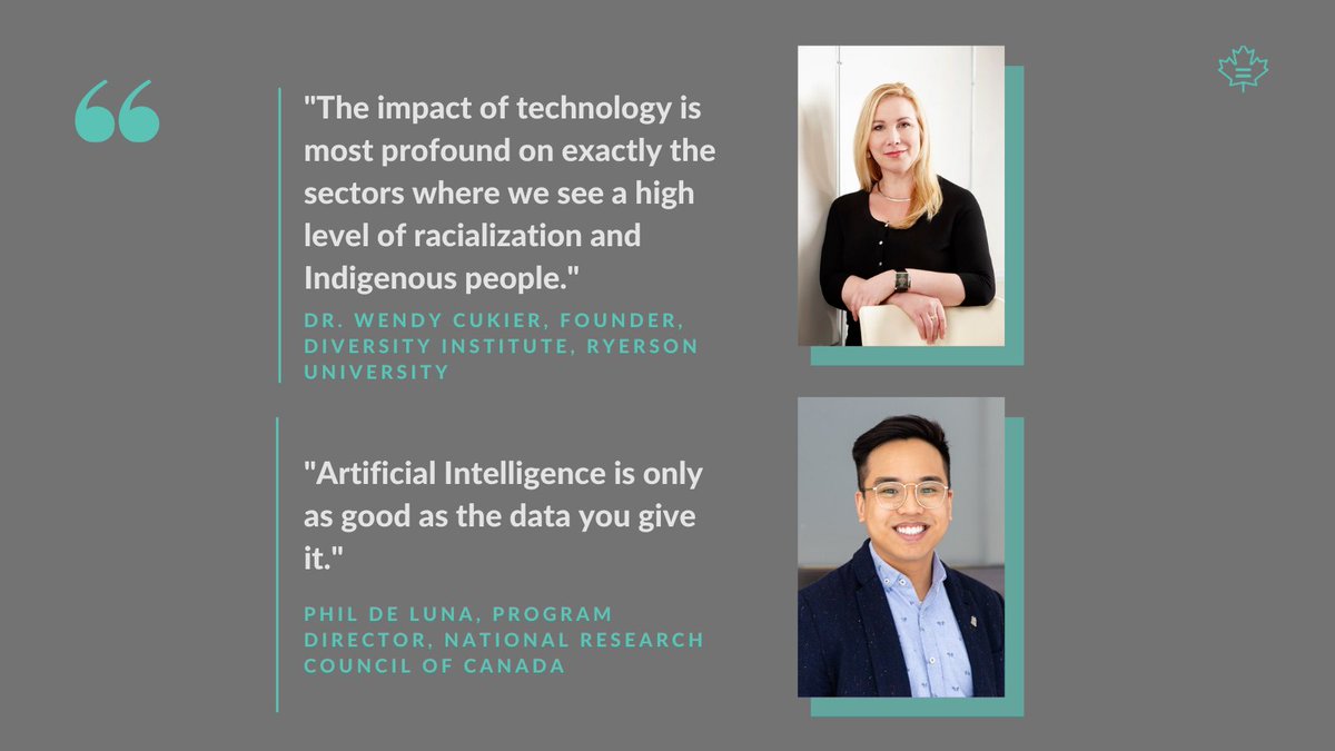 CdnEquality's tweet photo. It was a pleasure to have Phil De Luna of the @NRC_CNRC and Dr. Wendy of @RyersonDI, two well recognized experts, discuss the role of technology in forwarding diversity, equity, and inclusion (DEI) on our panel today. #CanadianEqualityConsulting #AI #DiversityInTech #Diversity https://t.co/MFswsdtkLw