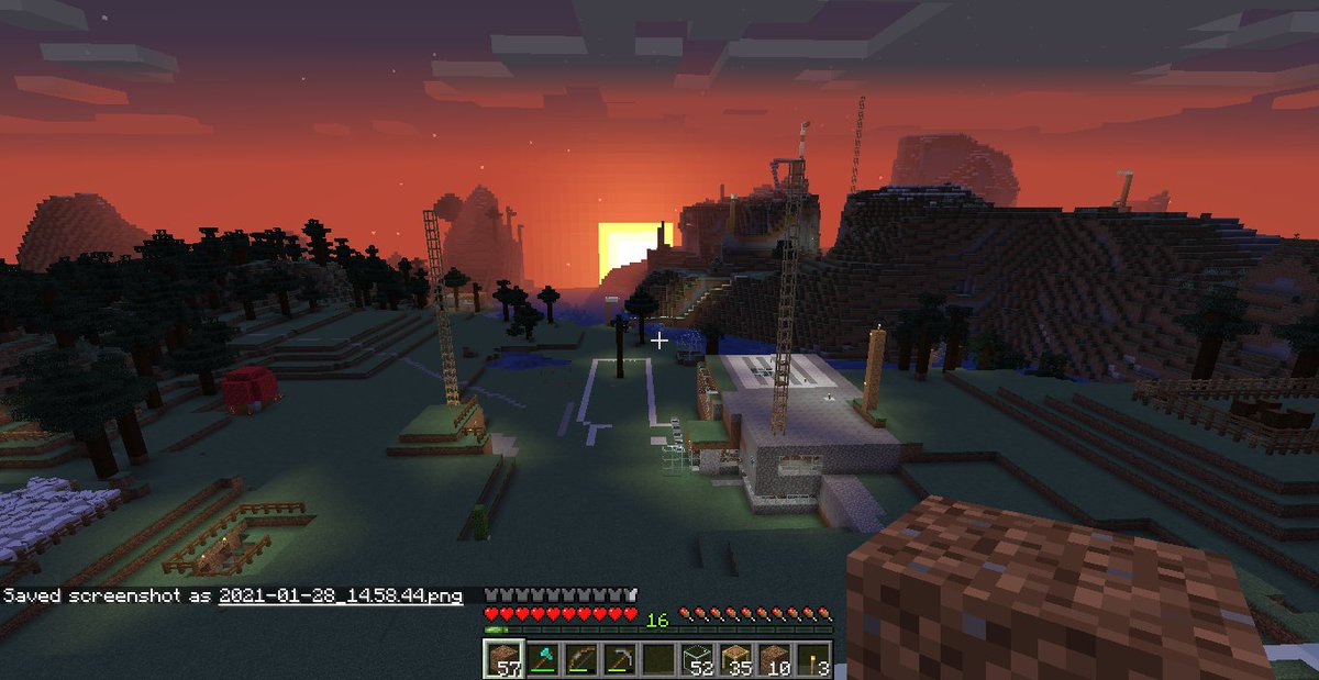 cipher_mc's tweet image. Just a nice Sunset sequence from atop of the main tower in my little farm, the main house is at right-center!

#Minecraft #sunset #Sunsetsequence