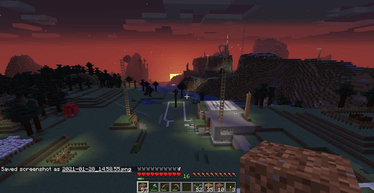 cipher_mc's tweet image. Just a nice Sunset sequence from atop of the main tower in my little farm, the main house is at right-center!

#Minecraft #sunset #Sunsetsequence