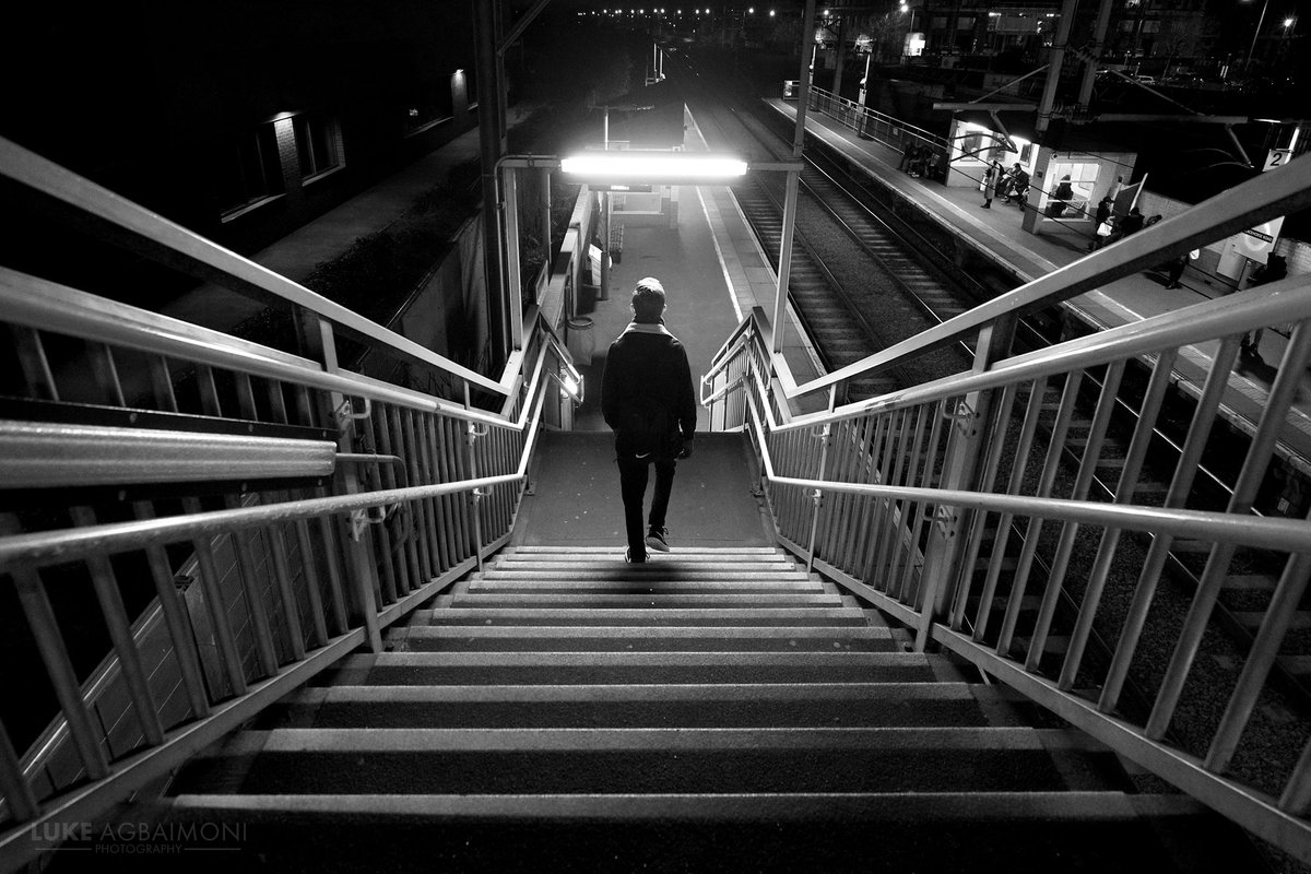 BLACK & WHITEPHOTO /6BLACKHORSE ROADNice light walking down the stairs to the Overground Platform.  #monochrome  #streetphotography  http://instagram.com/tubemapper&nbsp;Photography thread showcasing my favourite monochrome images on the London Underground