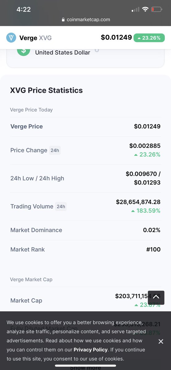 DomainsVvs's tweet photo. $XVG 24 hour trade volume $28 million, chillin in top 100 marketcap out of thousand. Price rebounded without hitting or going below previous low: bullish reversal. #Verge #XVG #cryptocurrency #blockchain #altcoins #VergeFam #XVGFam https://t.co/vxgQMp8piK