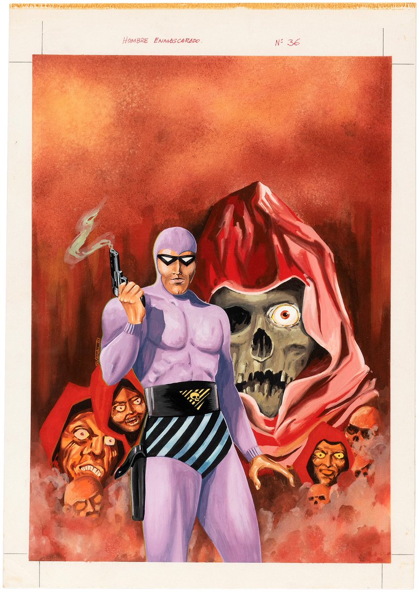 HakesAuctions's tweet photo. #Hakes231 Sneak Peek! #PhantomFans! @HakesAuctions' new sale has a nice selection of #ThePhantom #collectibles, like this #ÖzcanEralp #coverart for #ElHombreEnmascarado #36, published in #Spain in 1980. Bidding opens Feb. 2! 🇪🇸💀🇪🇸
#Phantom #comicbooks #comicart #ComicArtFans https://t.co/Rkop1cEPYJ