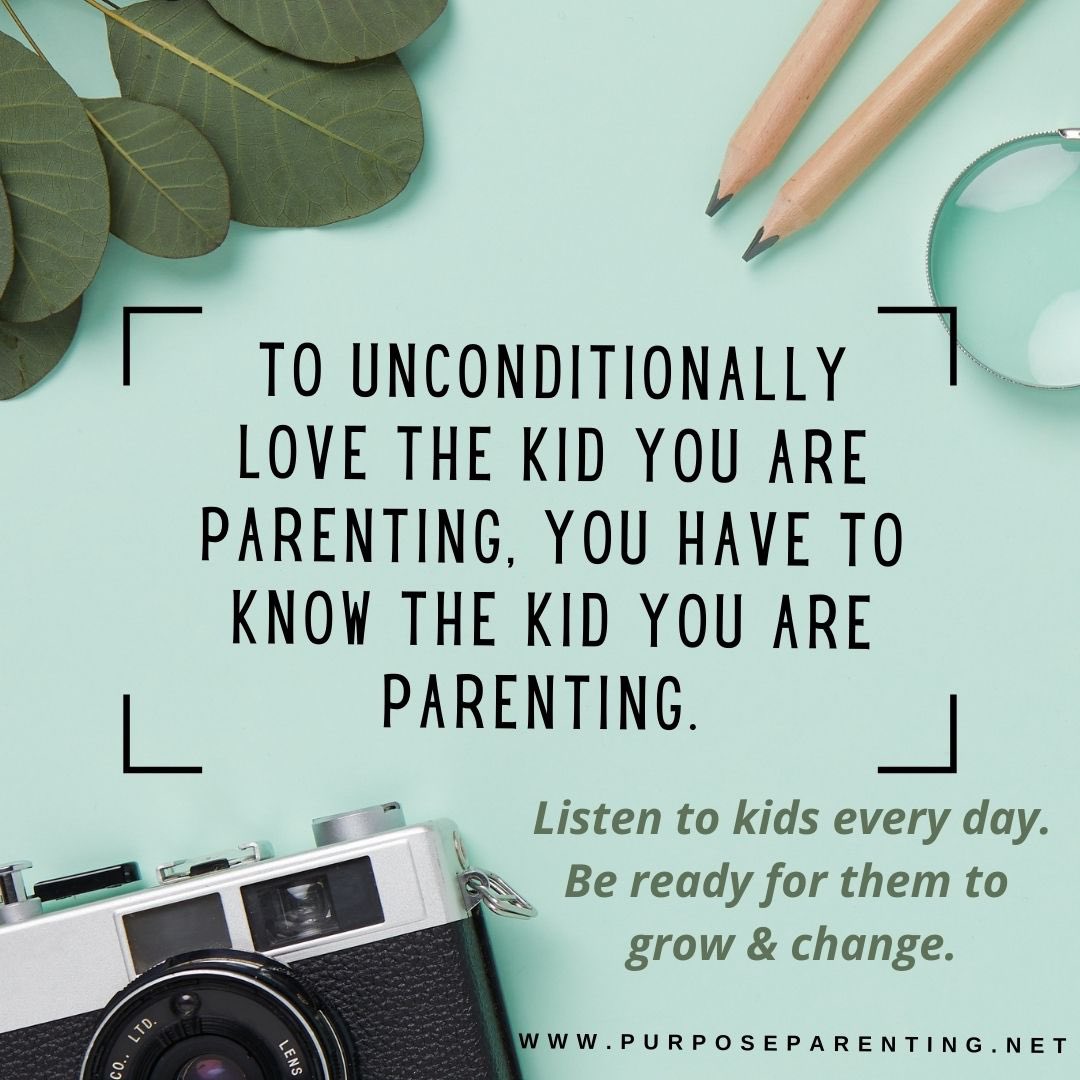 PurposeParentin's tweet photo. To unconditionally love your kid, you have to know your kid. @PurposeParentin @ListenToKids @parentalsage #parentingtips #awareparenting https://t.co/eGPitHkI8o