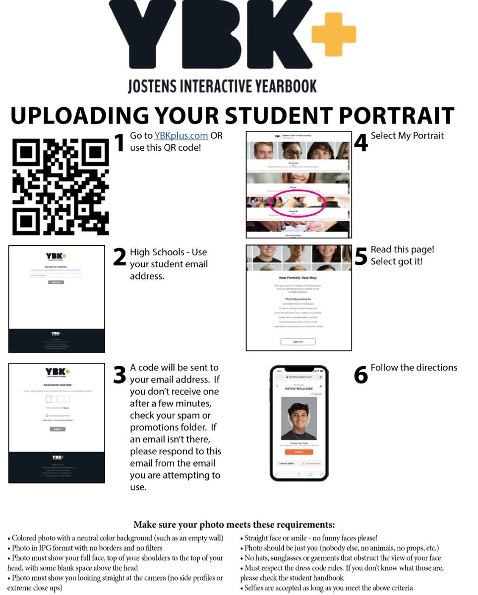 DakAdm's tweet image. Missed picture day? Follow these steps to submit a headshot for this year's 2020-2021 Yearbook. ALL SUBMISSIONS DUE BY FEBRUARY 5th!