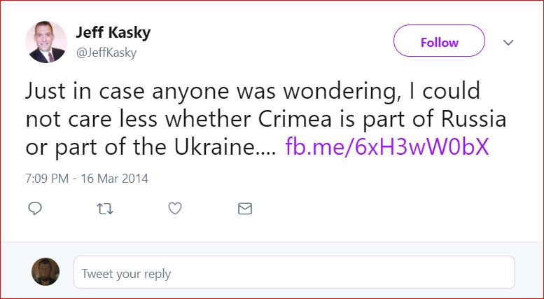 Never real thrilled about the Democrats, Jeff gets kinda testy if you suggest that he might be involved in anything, well, unsavory.Oh, and he really likes Vova.27/