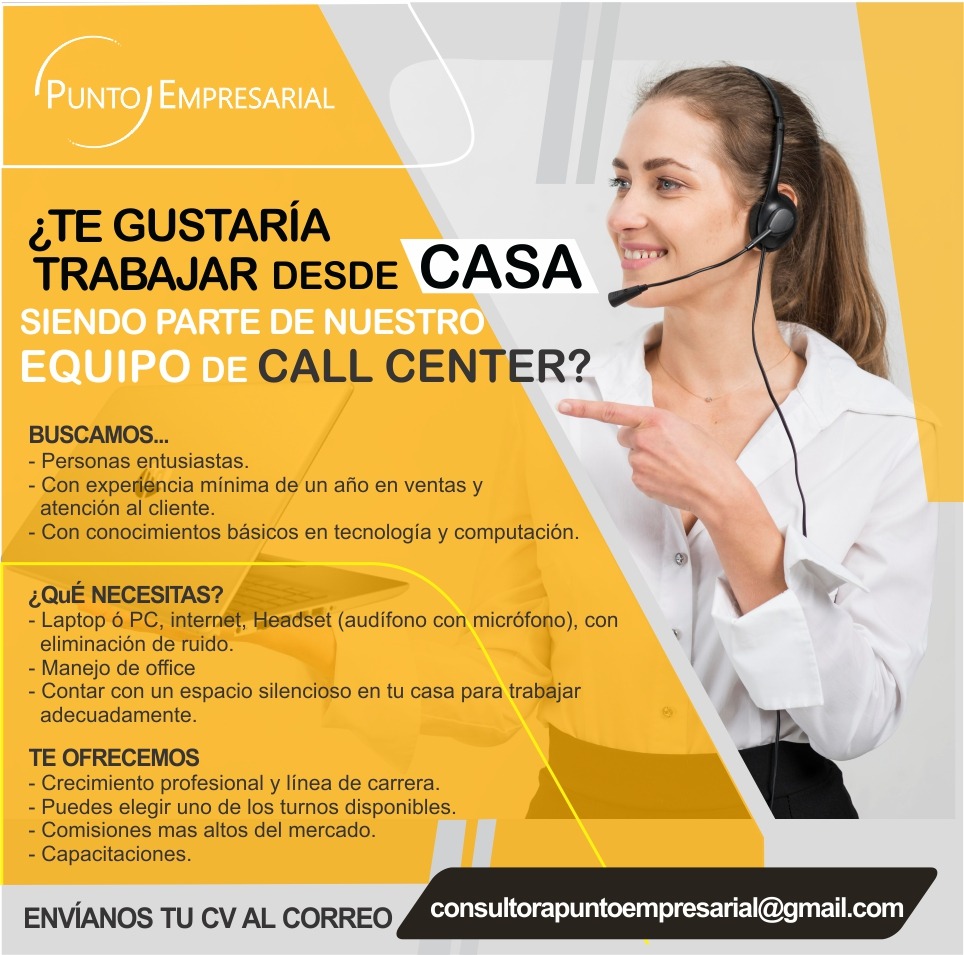 Estimados contactos
Agradecemos recomendar, para que oportunidades de trabajo lleguen a quienes están en búsqueda y les pueda interesar unirse a nuestro equipo en crecimiento
Interesados enviar CV: consultorapuntoempresarial@gmail.com
#telemarketing #atencionalcliente #ventas