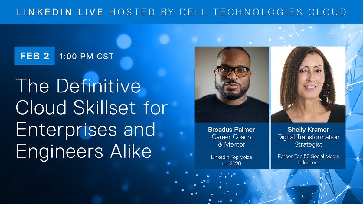 spencerralph's tweet photo. Join @DellTechCloud @ShellyKramer & @MrLevelUpInTech as they discuss the cloud industry's future & skills needed to succeed. #DellTechCloud https://t.co/TsGLWE4LDy https://t.co/EblSkEjkO6