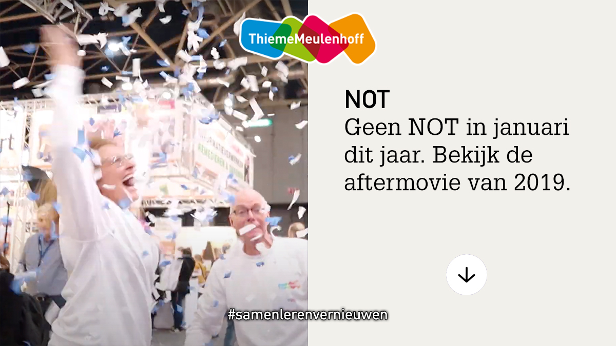 ThiemeMeulenhof's tweet image. #NOT | Door de huidige situatie is de onderwijsbeurs van NOT verplaatst naar 30 november t/m 4 december! Voor nu kunnen we alleen even genieten van een throwback filmpje naar #NOT2019 

Kijken? Pijl naar rechts bit.ly/3opGkot

#samenlerenvernieuwen
