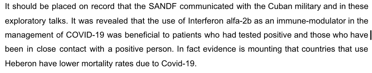 Again, this is false. No peer-reviewed study has found any benefit from Heberon, in fact the opposite is true: Proper studies on it have found no benefit. There's a reason we leave decisions on medicine approval to SAHPRA: They know how to read the reports of efficacy studies. 8/