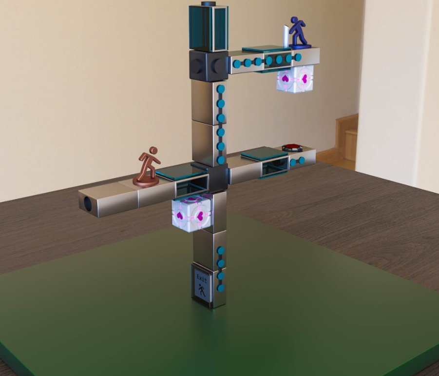 SpaceMirin's tweet photo. We created a #portal2 board game! 
Grab a friend and find the way out before #GLaDOS kills you with neurotoxin. 
You can assemble your own levels too 😊
The team: Tal Klein, Guy Gvili, Rebekah Tumasus &amp; Myself
@valvesoftware @portal2_news #boardgamegeek #Portal #tabletopgames https://t.co/vSZgNAp9yG