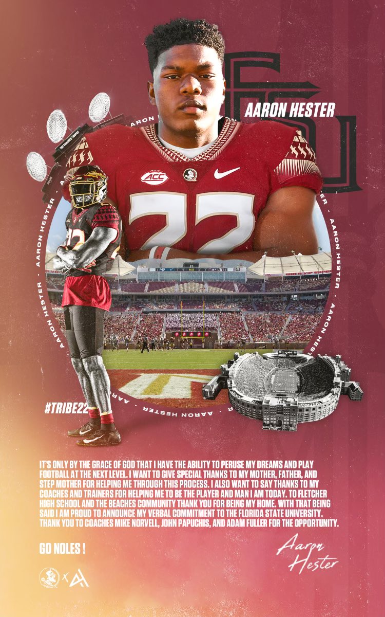 Aaron Hester (@AaronHester_) on Twitter photo 2021-01-28 22:02:36 Committed ! @Coach_Norvell @FSUFootball Committed ! @Coach_Norvell @FSUFootball