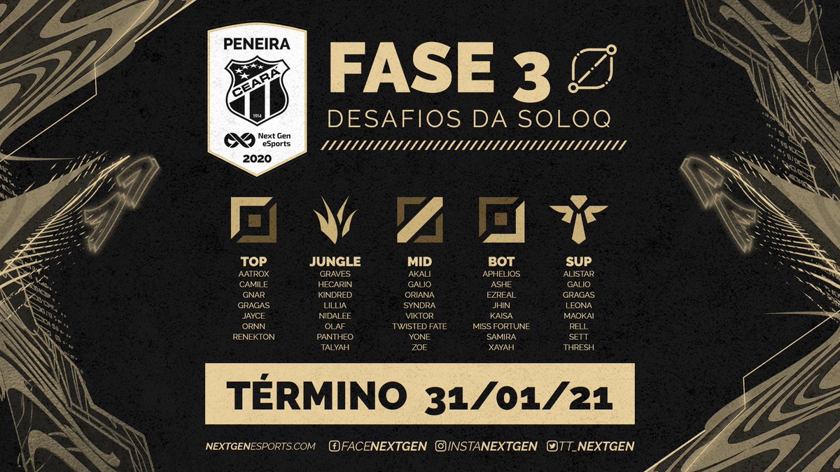TT_NextGen's tweet photo. TERCEIRA FASE!
Você recebeu a lista de campeões/rota pelo email e tem que mandar bem neste desafio até amanhã. Fica ligado que já está acabando, hein!
Agora, só por curiosidade: já tá com quantas partidas na ranqueada?
#GoVozão #GoToNextGen #BoraCompetir https://t.co/eyo1klVs0X