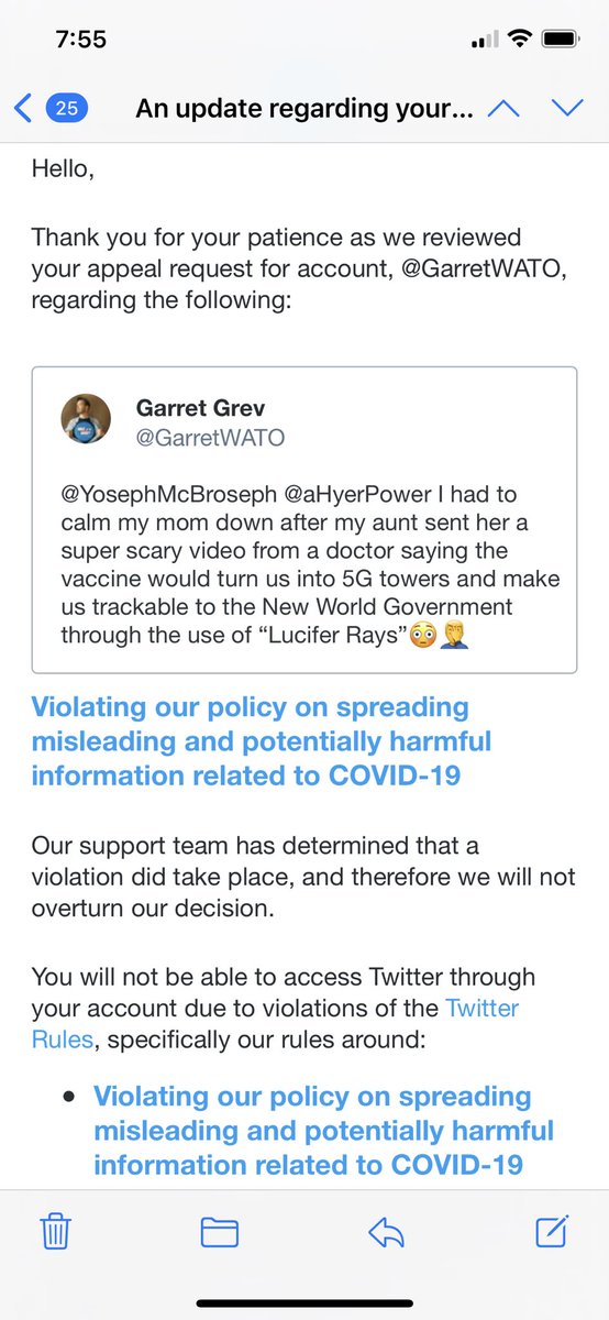 I shared this anecdote as a way to support other people going through the same situation, speak out against harmful misinformation, and satirize the nonsense fear-mongering that is out there, so imagine my surprise receiving this email...6/14