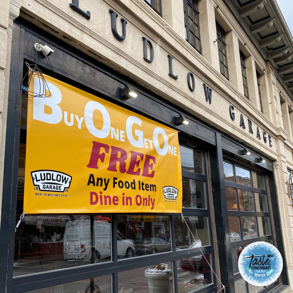TasteCincinnati's tweet photo. 👉BOGO at The Ludlow Garage! Enjoy this deal and the 250+ other offerings around town. View them all at https://t.co/TCnRW0RR6Q❄ https://t.co/mfXzVBQhts