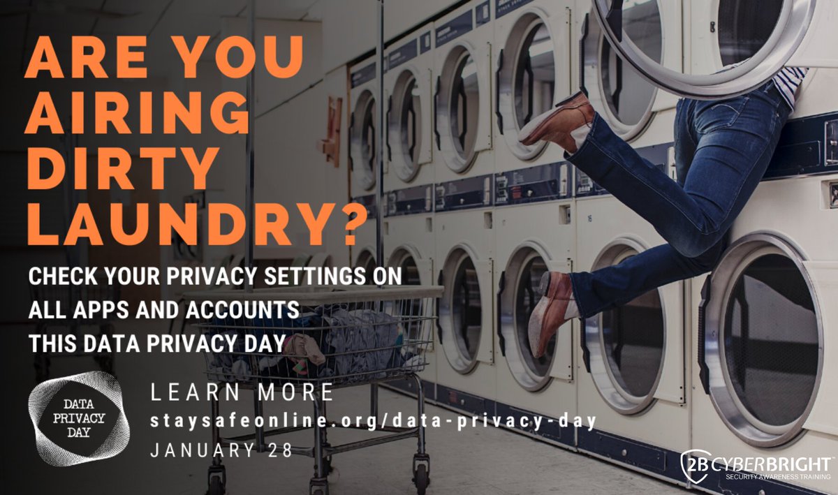 2BCyberbright's tweet photo. Could you be sharing more than you think? 
Review your privacy settings this Data Privacy Day .  

https://t.co/Fi9qsCdBkl

#PrivacyAware #Cybersecurity #DataProtection #InfoSec #BeCyberSmart #Respectdata #PII #DataPrivacyDay2021 #Champion https://t.co/ojjAnBce7j
