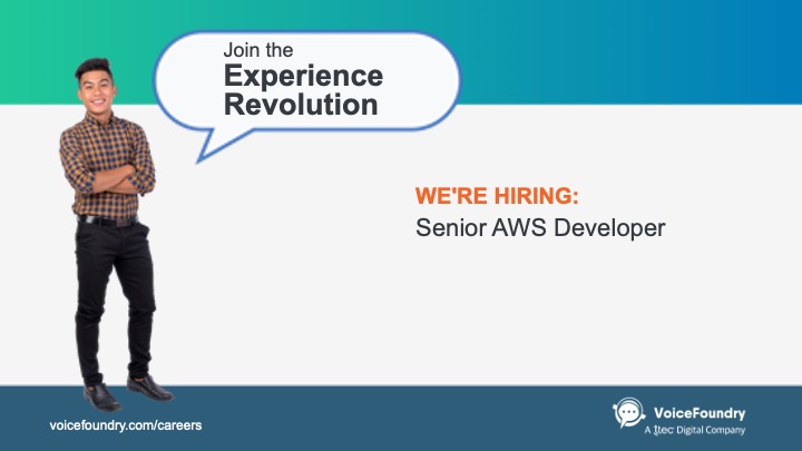 VoiceFoundry's tweet photo. Join our team as a Senior #AWS Developer, in a #remote position in the #US. #VoiceFoundry, a #TTEC Digital Company, is looking for you to provide exceptional solutions to our clients. Learn more about this opportunity here: https://t.co/EtPWHMQ0iO.
#ApplyToday #Jobs https://t.co/dChCrrO3AJ