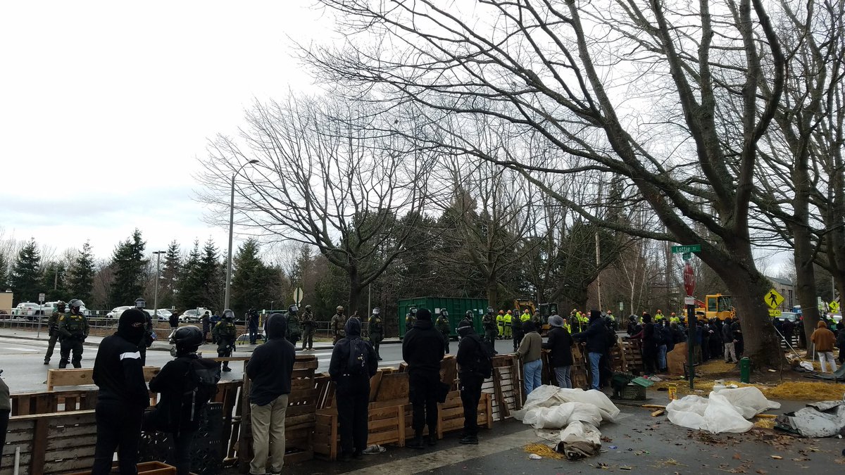 From behind the protest line: