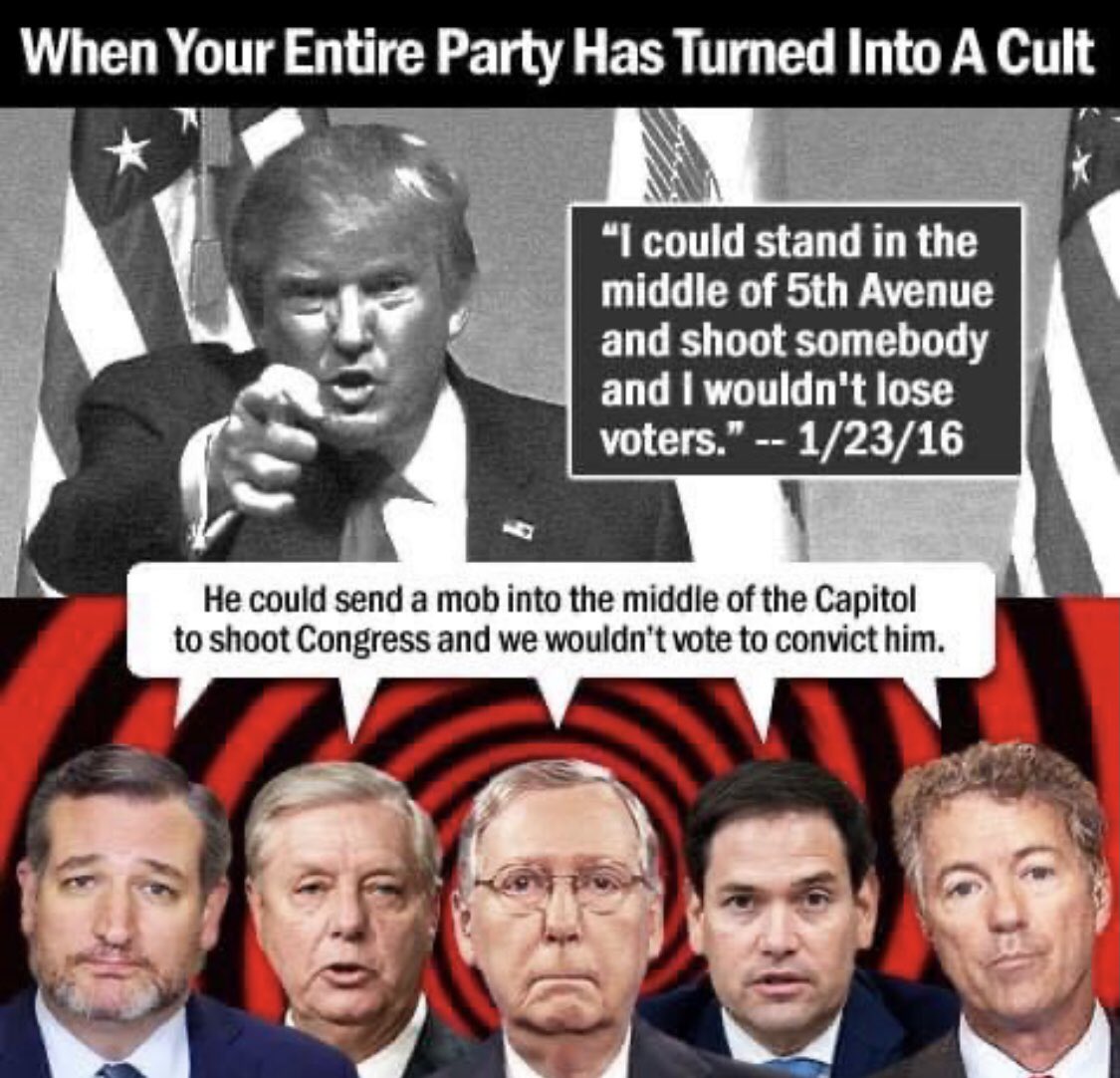 Ojeda4America's tweet photo. The party of Bootlickers! No matter what tRump does, they keep coming back to kiss his ass.  Even after he is gone the leader of the party still flies down to Mar-A-Lago to get his dose of Cheeto dust. #Bootlickers #SuckUps #AssKissers #Cowards #GOPComplicitTraitors https://t.co/VsrCyZ6Y5W