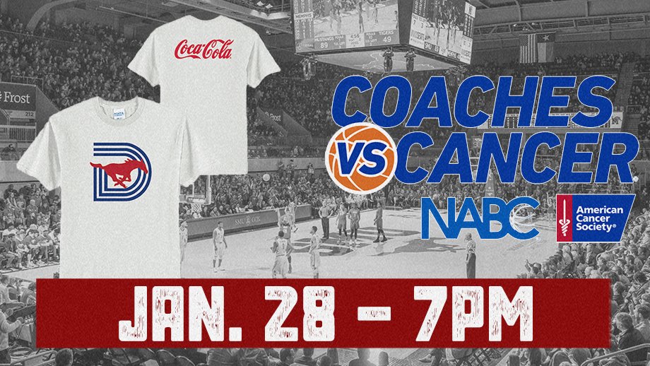 SMU Athletics on X: Cheer on @SMUBasketball tonight for its  @CoachesvsCancer game vs Memphis and pick up a free 'Triple D' shirt‼️  Tickets:  Gameday Info:    / X