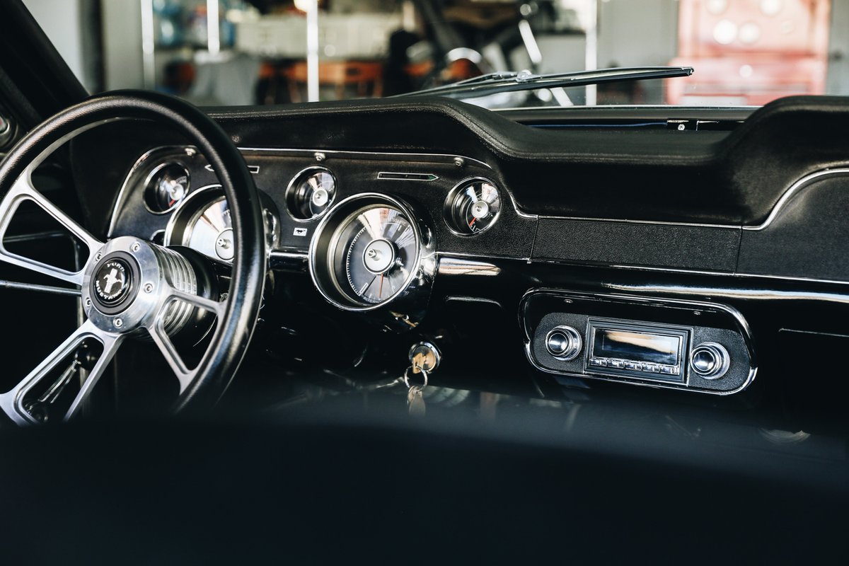 Retro_MFG's tweet photo. iPhone® connectivity, Bluetooth®, SiriusXM®… in a classic '68 Mustang? Are we crazy? Not at all! This beauty maintains its original factory radio's look while adding all these modern features and more! #retrosound #retroradio #classicmustang #classicstangs #68mustang #mustang68 https://t.co/XPSlJhzoKn