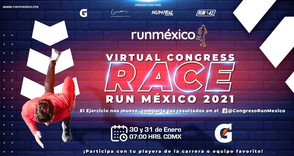 Run_Mexico's tweet image. Este año celebramos la edición virtual de nuestra carrera, escribe un comentario en nuestras redes sociales compartiendo una fotografía del deporte que más te gusta "corriendo" en cualquier lugar, distancia y hora.
¡Participa con la playera de tu equipo o carrera favorita!